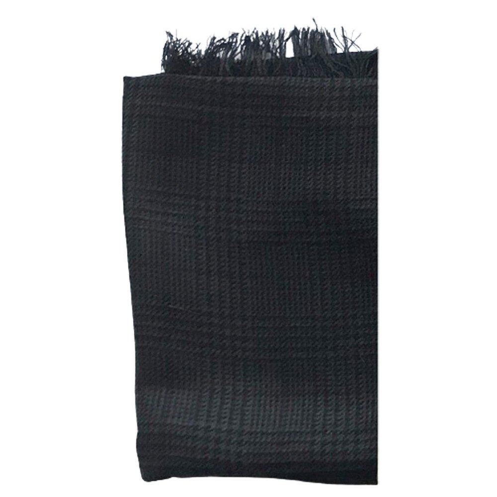 NEW Polo Ralph Lauren Wool Dress Scarf! Black & Gray Plaid Fringe 15 x 75